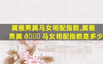 属猴男属马女相配指数,属猴男属 🐘 马女相配指数是多少